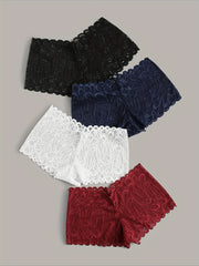Floral Lace Boyshort Panties Soft Sheer Women's Lingerie