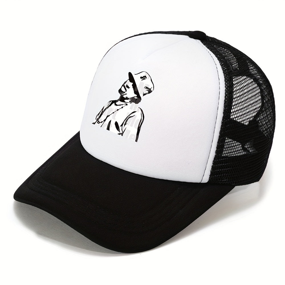 Rapper Print Baseball Hat Hip Hop Outdoor Sunshade Dad Trucker Fishing Hat