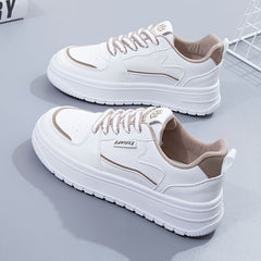 Women's Colorblock Flatform Sneakers Low Round Toe Lace Up Non slip Shoes