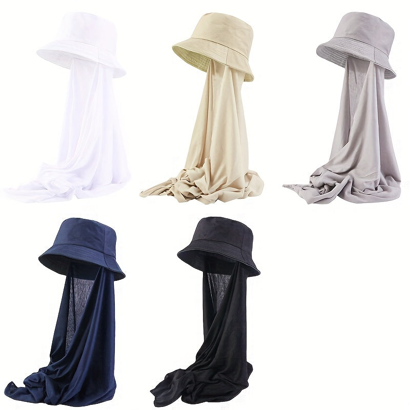 Women Jersey Hijab Head Wrap With Bucket Hat Sun Visor