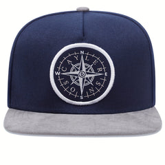 Compass Embroidery Snapback Hat Hip Hop Block Baseball Cap