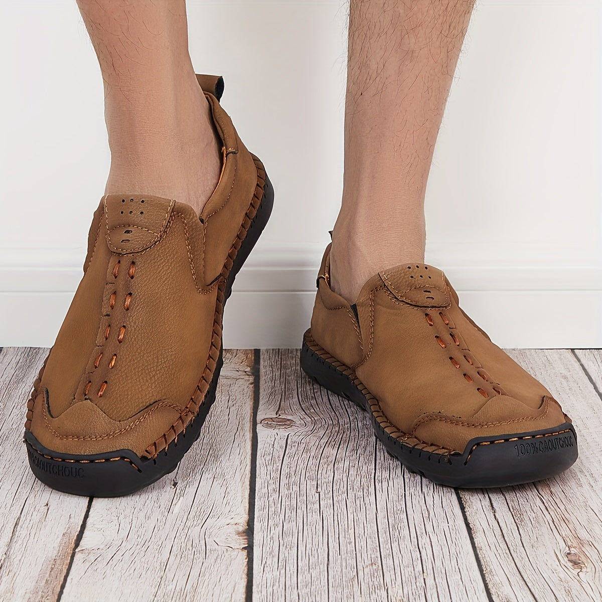 Vintage Style Loafer Shoes Stitch Detail Slip On Men's Shoes