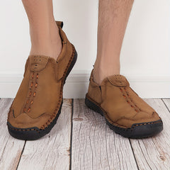 Vintage Style Loafer Shoes Stitch Detail Slip On Men's Shoes