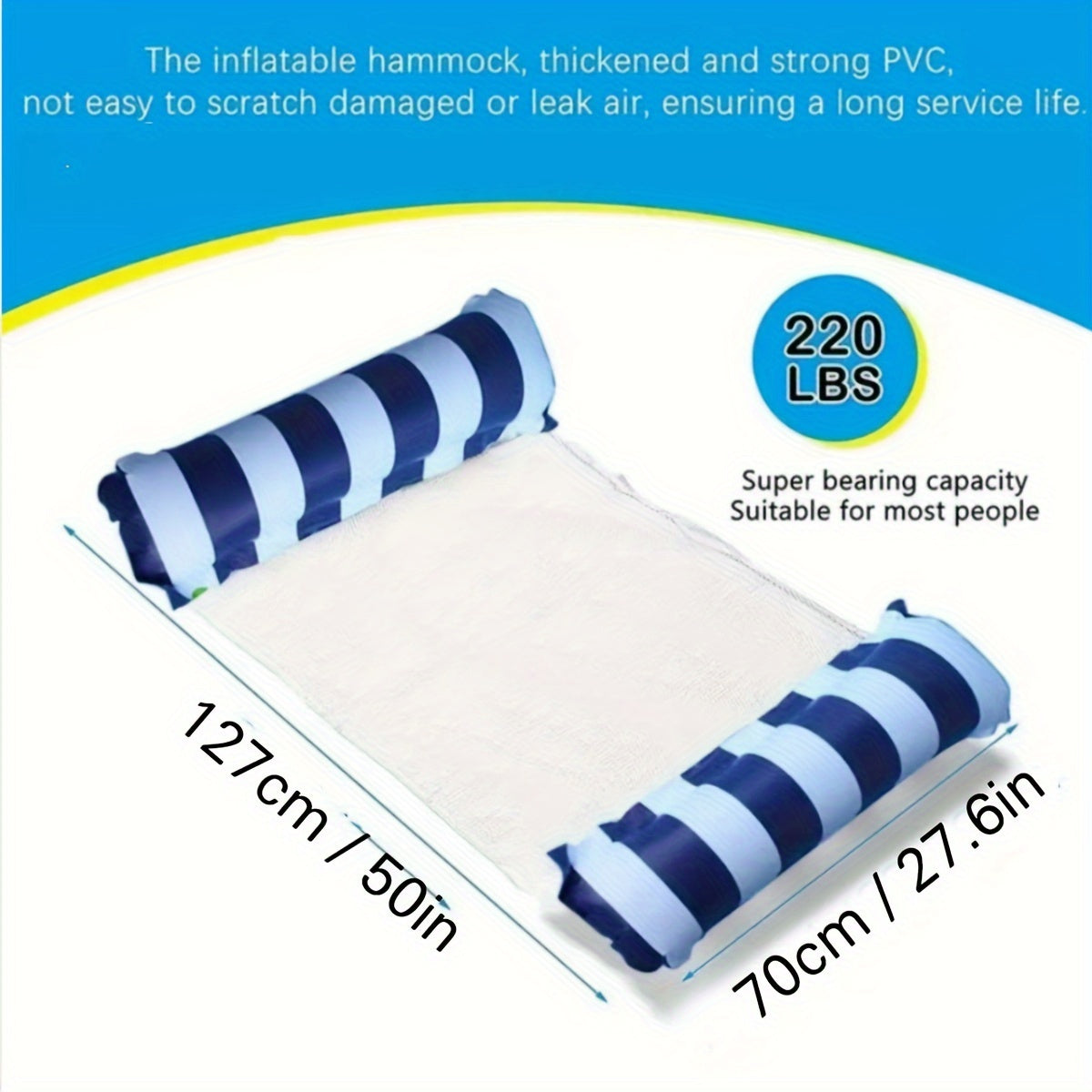 2pcs Pool Floating Bed Inflatable Lounger Foldable Striped Float