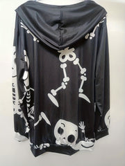 Skull Print Long Sleeve Hoodie With Pocket