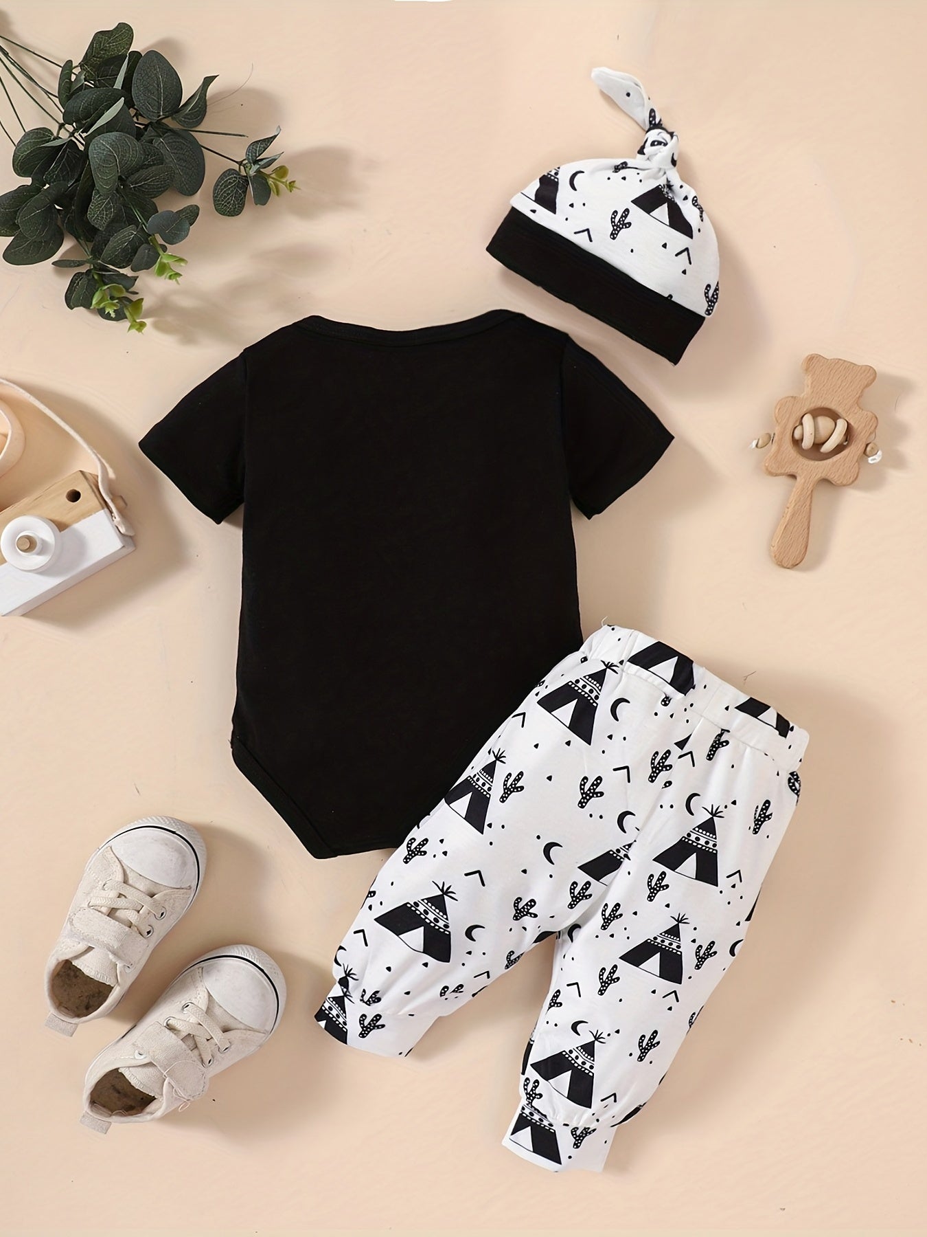 3pc Infant Baby Boys Little Brother Short Sleeve Onesie & Pants & Headband Set