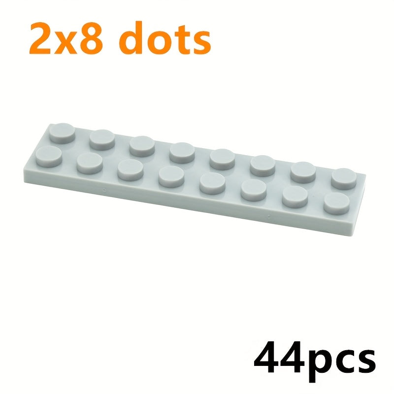 44pcs 2x8 Thin Brick Building Blocks ABS Red Brown Gray Beige Light DIY