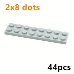 44pcs 2x8 Thin Brick Building Blocks ABS Red Brown Gray Beige Light DIY