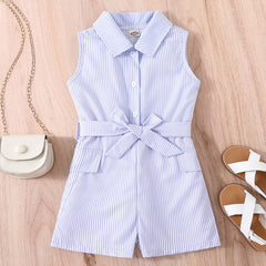Girls Striped Romper Jumpsuit Sleeveless