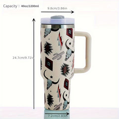 Stainless Steel 40oz Double Wall Tumbler With Handle and Lid