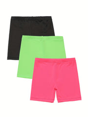 3 Pack Girls' Stretch Cotton Casual Shorts for Summer