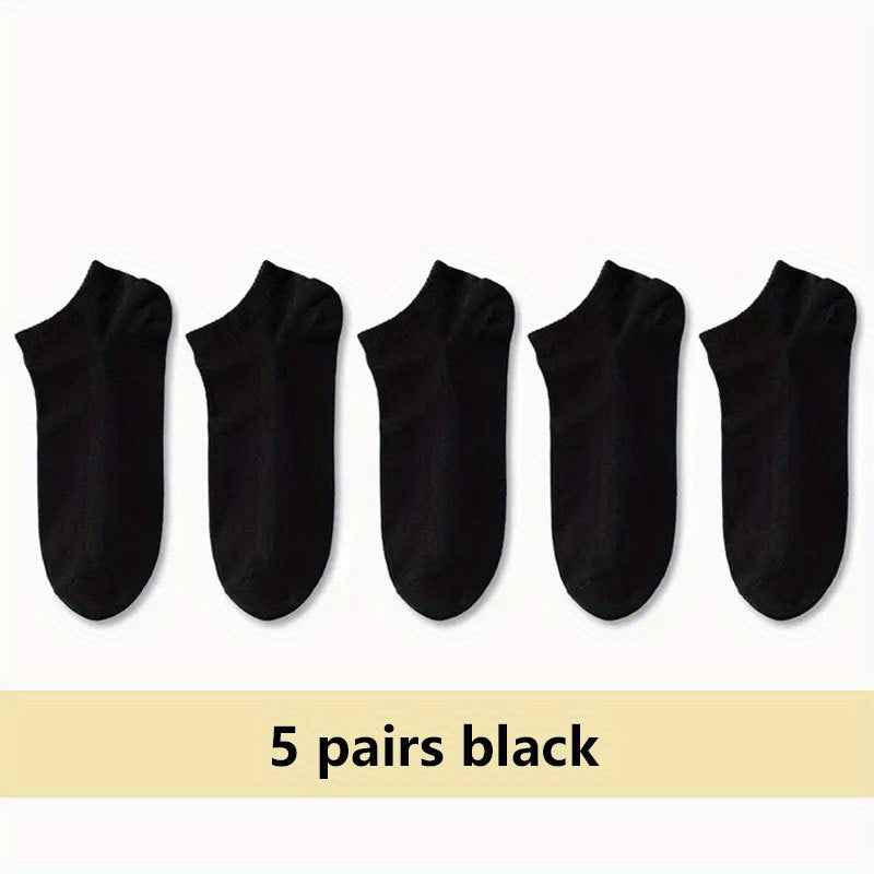 5 Pairs Soft & Lightweight Solid Ankle Socks Women's Stockings & Hosiery