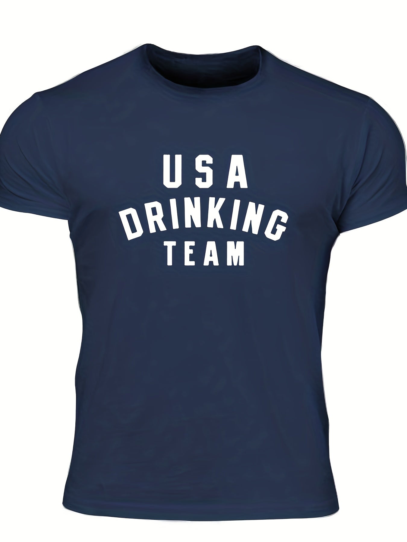 Drinking Team Men's Letter Print T-shirt Casual Stretch Tee