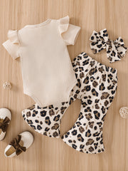 Baby Girls Short Sleeve Romper & Leopard Pants Set