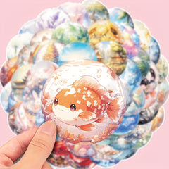 50 Whimsical Glass Ball Cartoon Stickers for Laptops Water Bottles Scrapbook