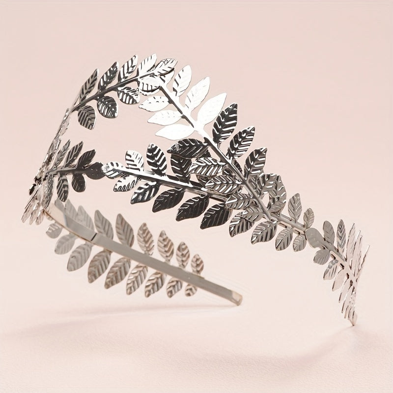 Bride Silvery Leaf Headband Vintage Hair Accessories