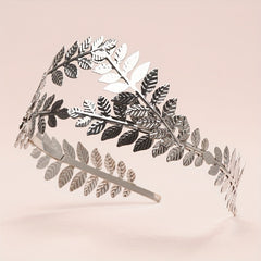 Bride Silvery Leaf Headband Vintage Hair Accessories