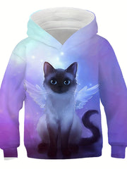 Girls Kitty 3D Print Sweatshirt Hoodie Sports Kids Pullover Clothes
