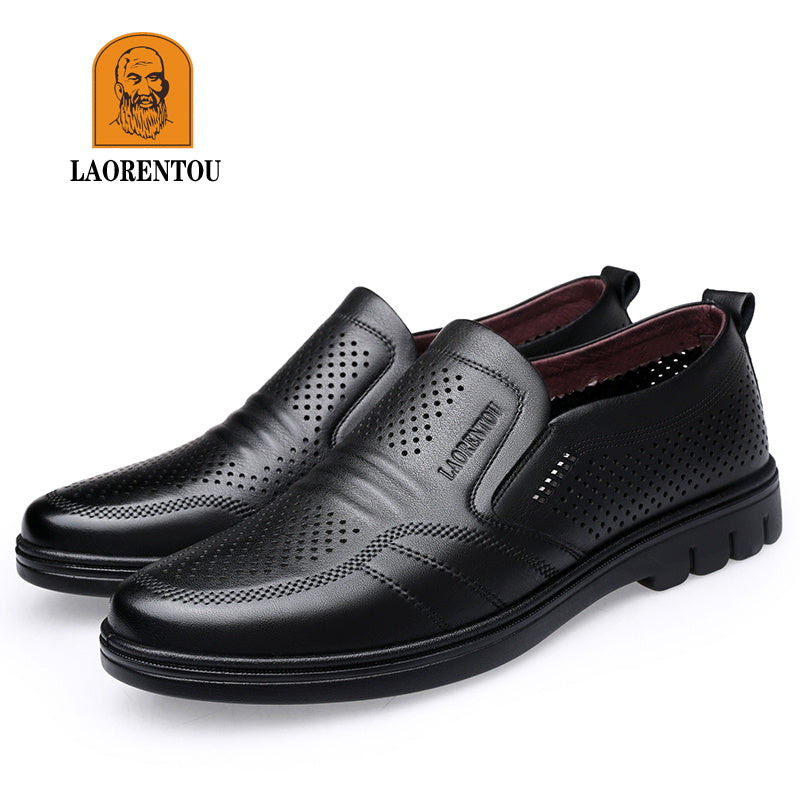 LAORENTOU Men's Leather Oxford Shoes Lightweight Slip On Dress Shoes