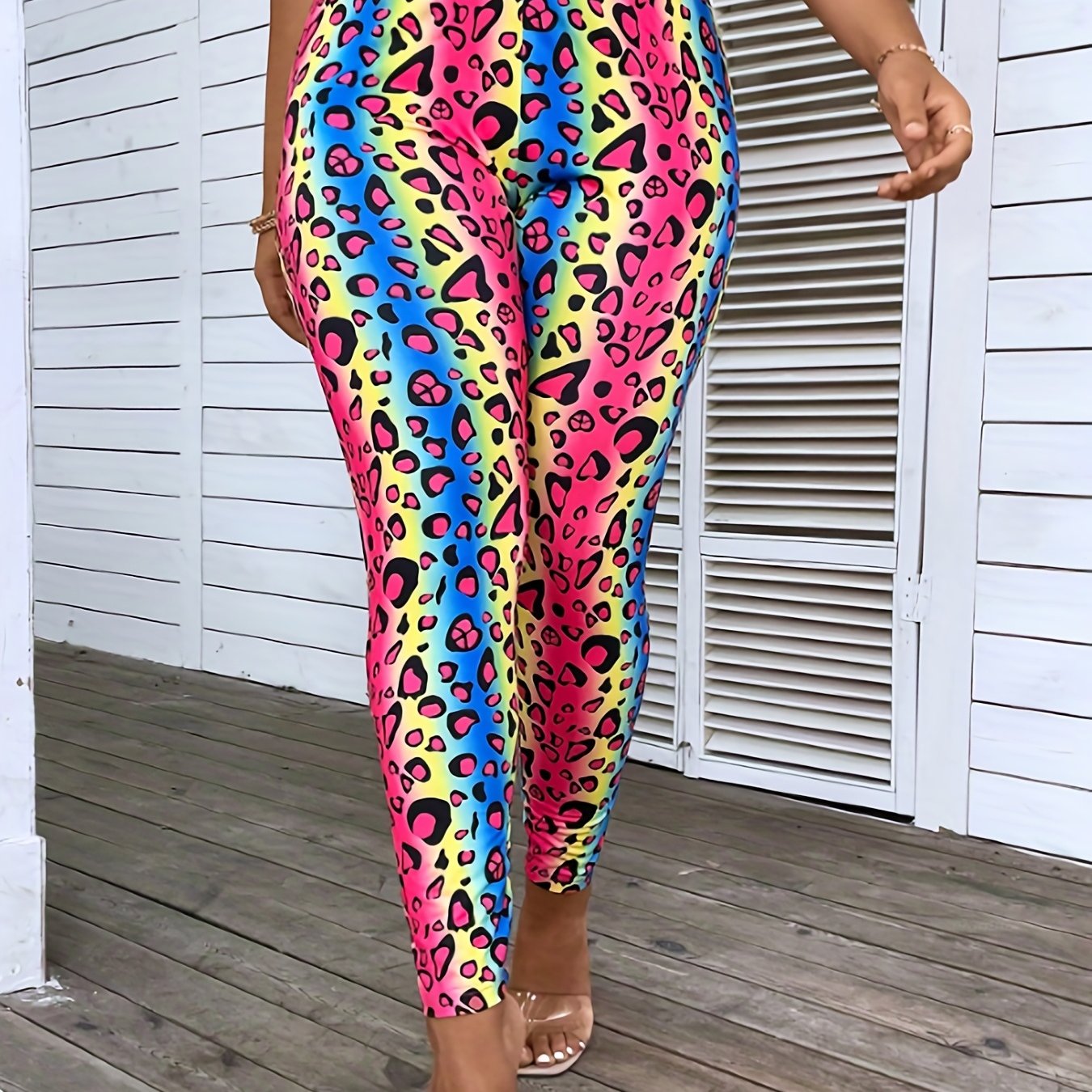Plus Ombre Leopard Print High Rise Skinny Leggings