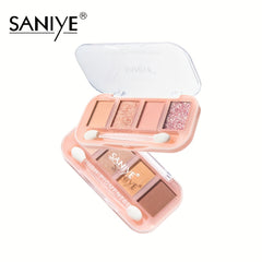 4 Colors Eyeshadow Palette Brown Berry Tone Matte Pearly Natural Finish