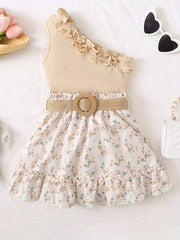 Girls' Ruffle Tank Top & Boho Flowers Skirt Set
