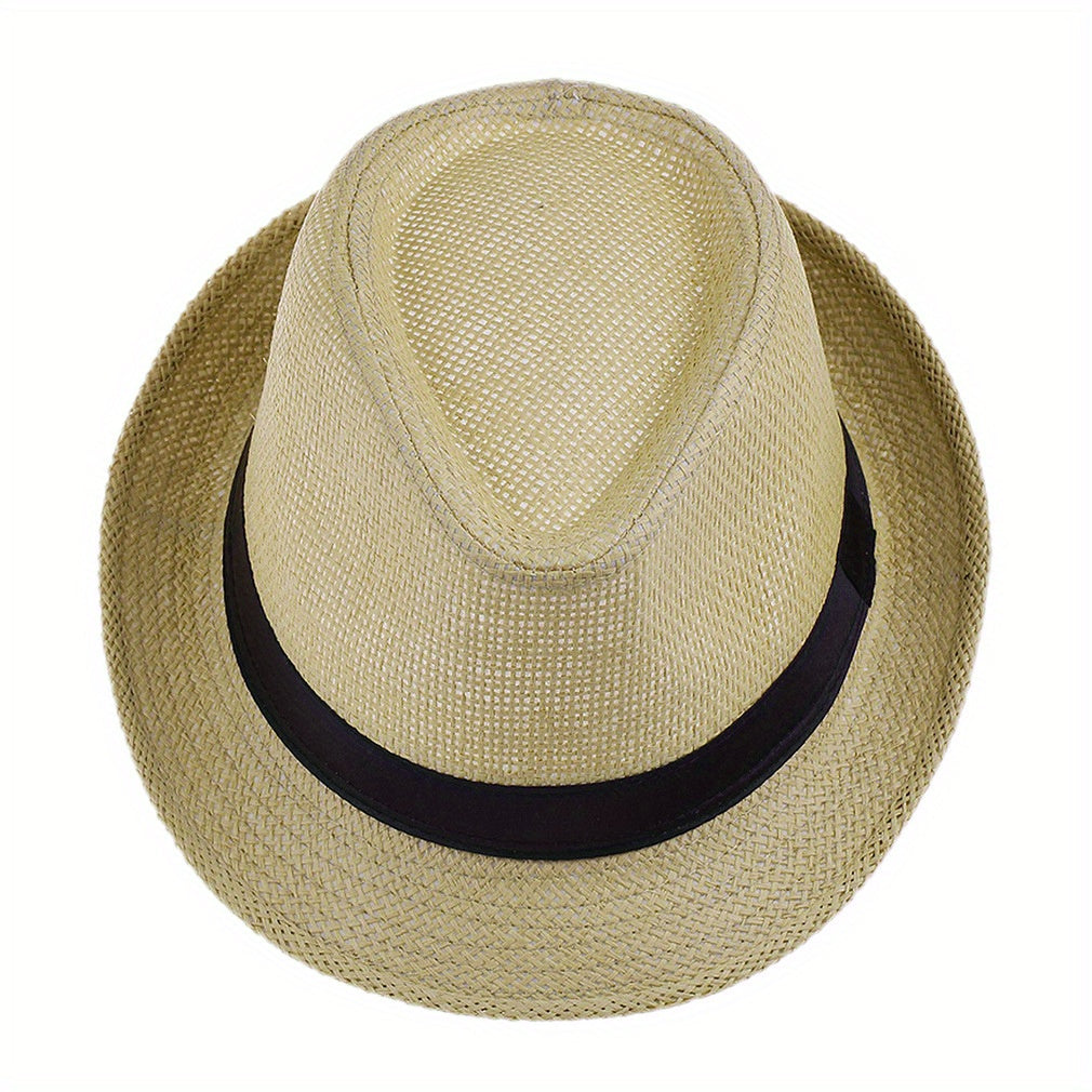 Men's Straw Hat Jazz Hat Summer Sunshade Straw Hat Outdoor Sun Hat