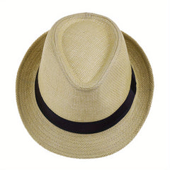 Men's Straw Hat Jazz Hat Summer Sunshade Straw Hat Outdoor Sun Hat