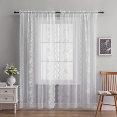 Romantic Lace Sheer Curtain Rod Pocket for Home Decor