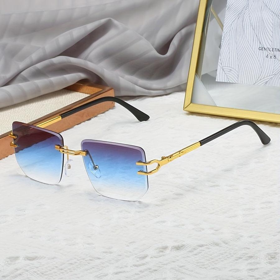 Square Rimless Sunglasses with Marine Lenses