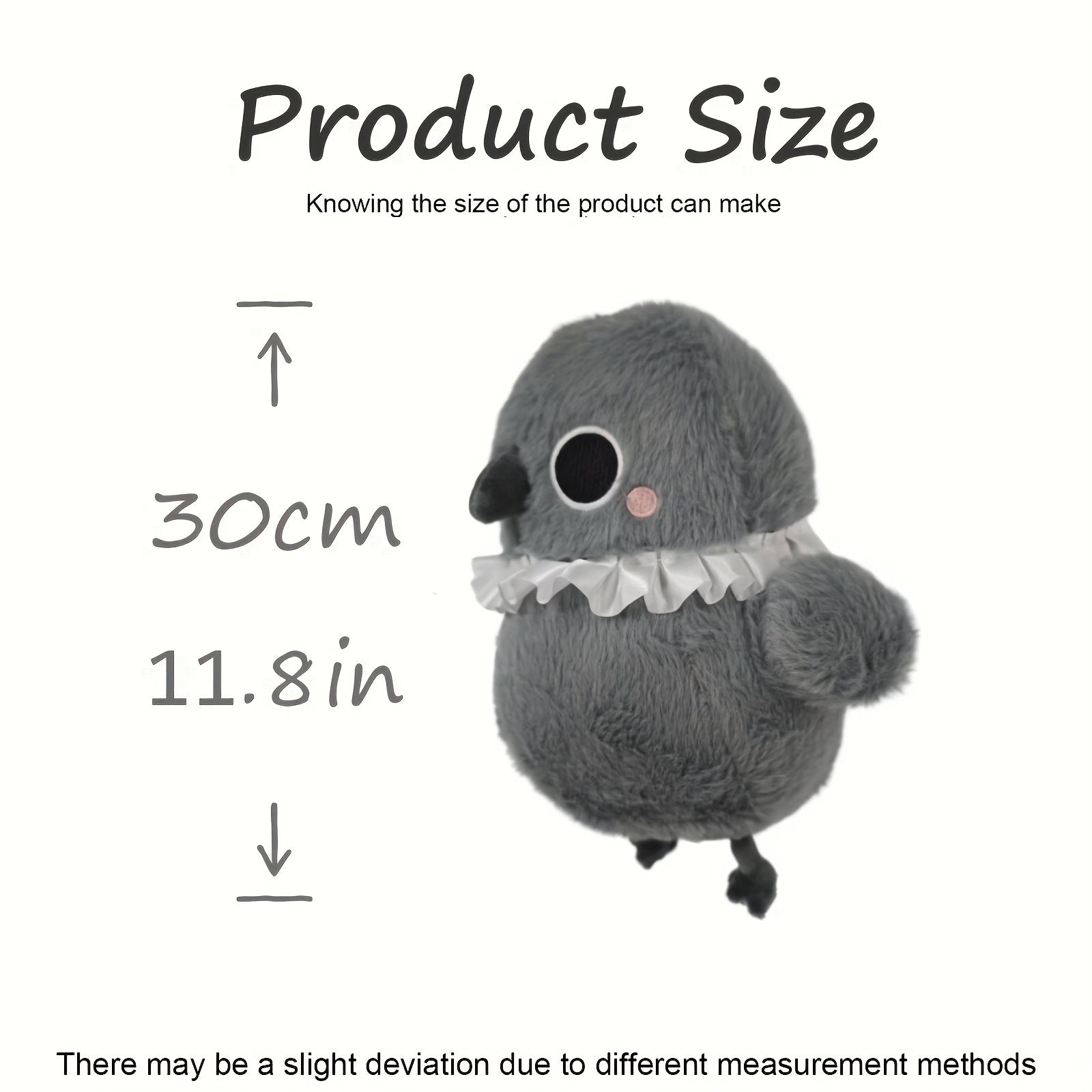 11" Angry Crow Plush Toy Soft Stuffed Animal Doll Halloween Gift