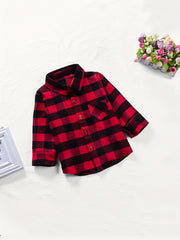 Boys Plaid Top Long Sleeve Lapel Shirt