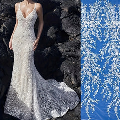 Floral Pattern Mesh Bridal Head Veil Sequin Lace Fabric Long Veil Wedding Access