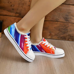 Women's Multicolor Graffiti Canvas Shoes Low Lace Up Round Toe Lightweight Shoes