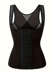Mesh Shaping Top Front Buckle Tummy Control Slimmer Open Bust Top