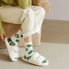 5 Pairs Cat Print Socks Warm Cozy Women's Stockings