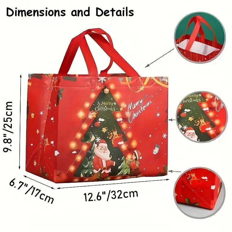 8pcs Christmas Gift Bags w/ Handles, Reusable Tote Bags, Non Woven M
