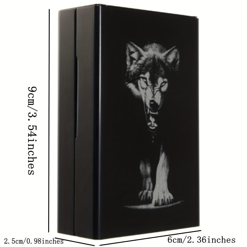 Wolf Pattern Cigarette Case Holder Automatic Pop up