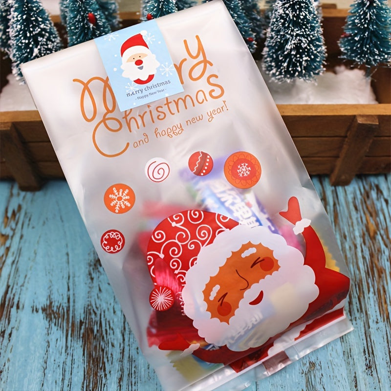 50pcs Christmas Santa Claus Printed Snack Bags