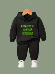 OERYUI Happy Year Hooded Pullover Pants Set for Boys & Girls