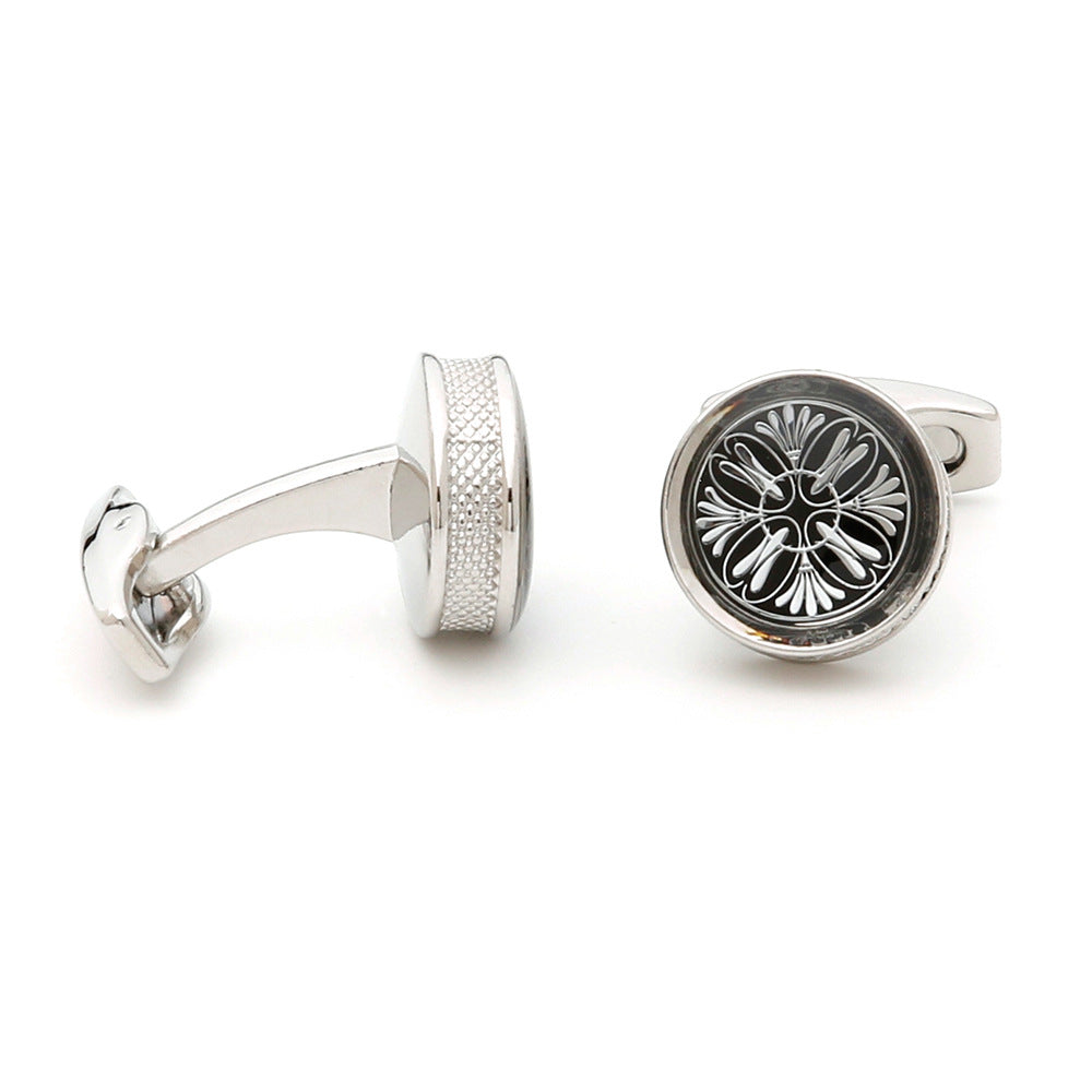 Retro Pattern Silver Men's Cufflinks