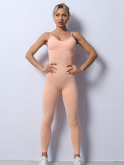 Solid Camisole Catsuit Stretchy Yoga Bodysuit Women's Activewear