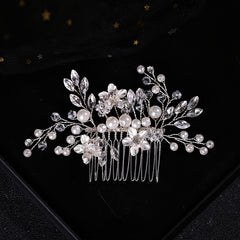 Rhinestone Faux Pearl Flower Hair Comb Pin Bridal Wedding Party Decor