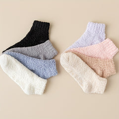 4 Pairs Fuzzy Socks Comfy Warm Home Floor Stockings