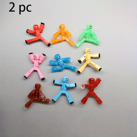 2pcs Colorful Robot Suction Cup Toys Stretchable Figurines