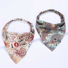 4pcs Leopard Series Head Scarf Geometric Print Bandanas Hairband