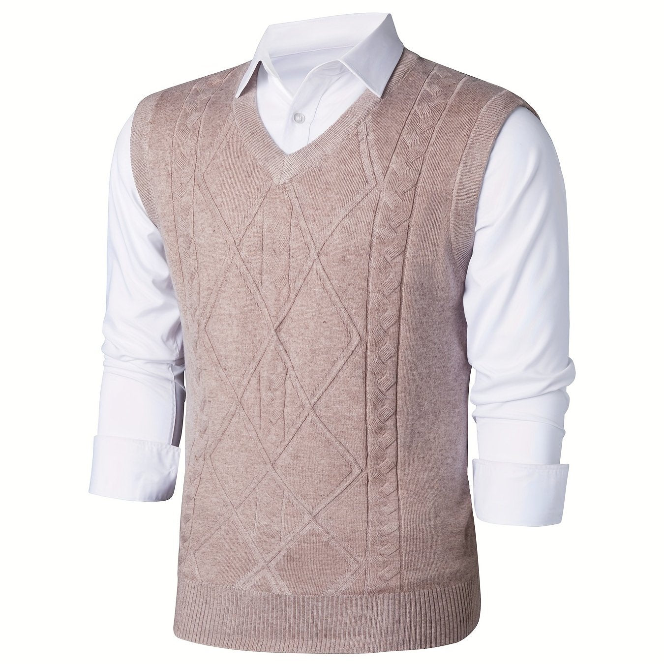 Men's V Neck Cable Knit Sweater Vest