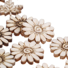 50pcs Mixed Flower Leaf Pattern Wooden Scrapbook DIY Crafts