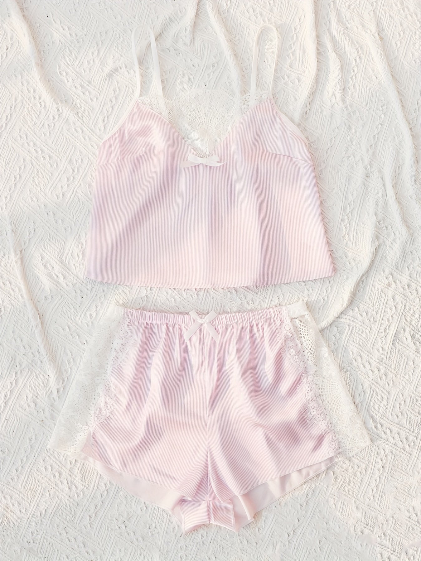 Lace Pajama Set V Neck Cami & Shorts Women's Sleepwear