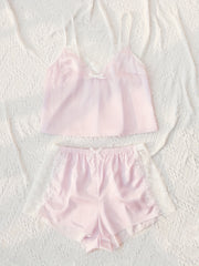 Lace Pajama Set V Neck Cami & Shorts Women's Sleepwear